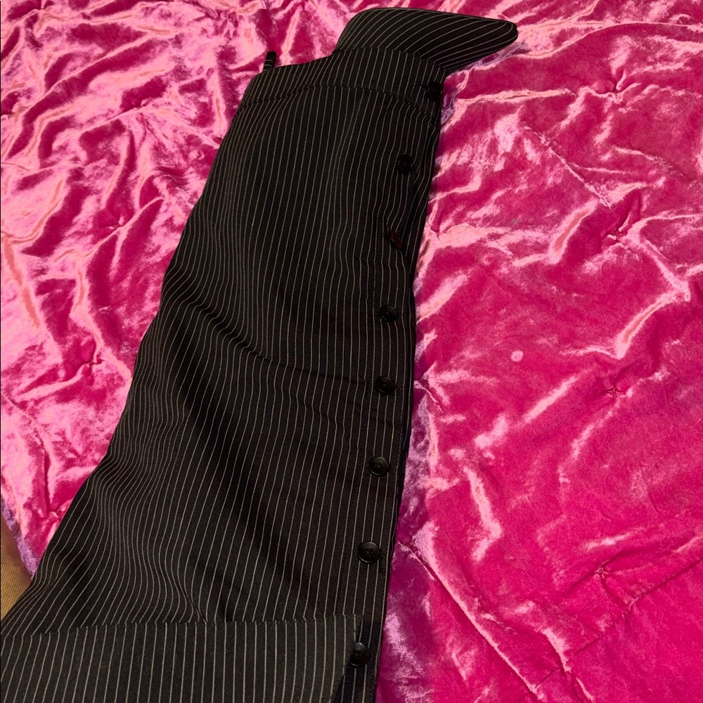 AZALEA WANG IMRI BLACK SHIRTING STRIPED STILETTO BOOT - 8.5